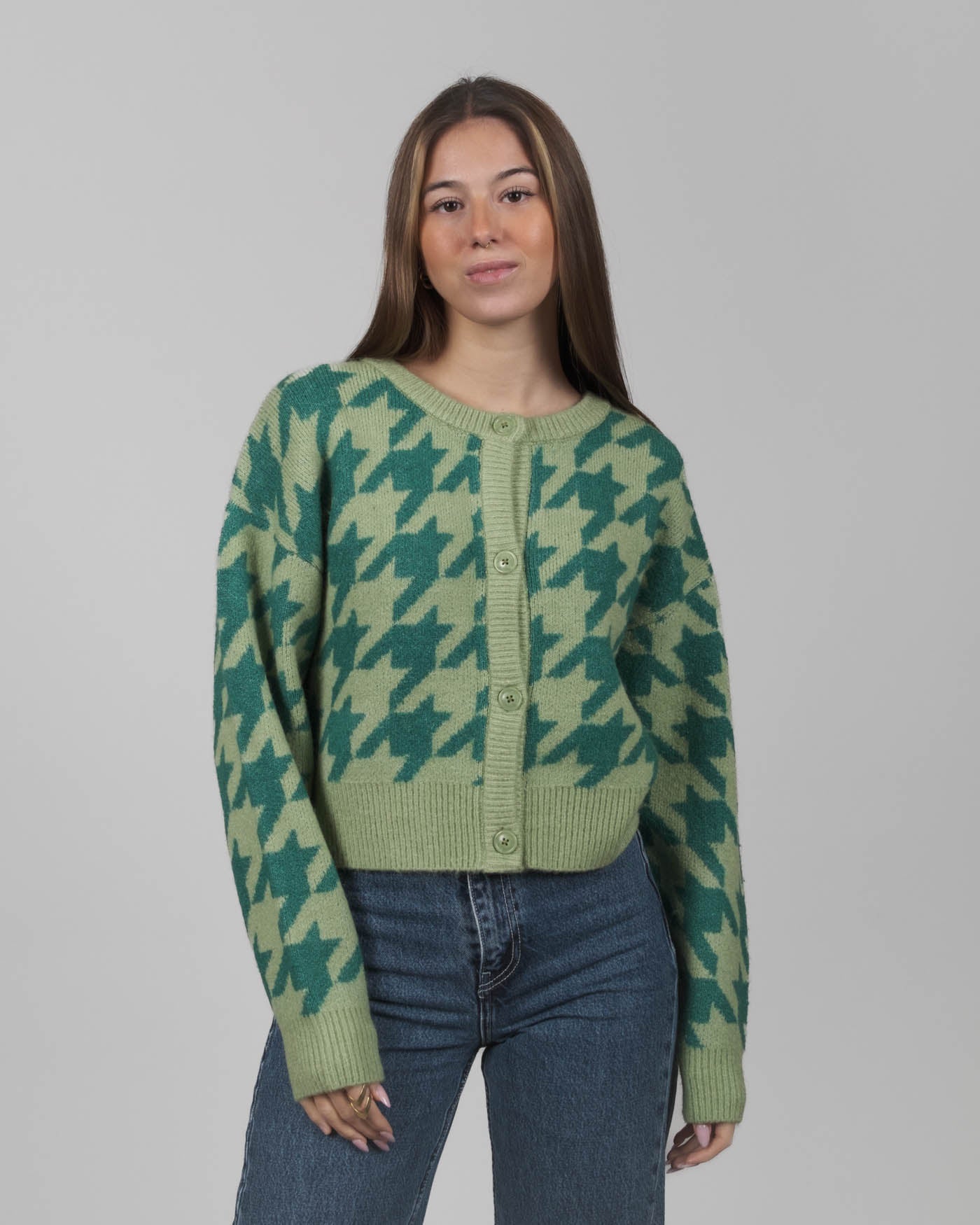 Kleinigkeit Damen Strickjacke Kim Cardigan Hahnentritt GCG-FL-1140